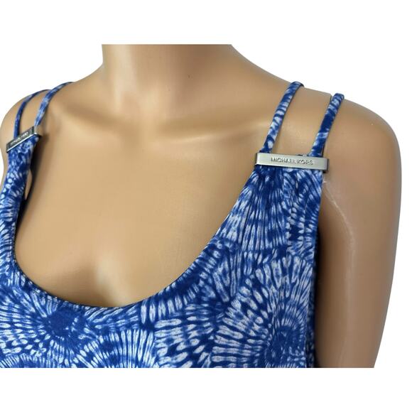 NWT Michael Kors Maxi Dress Blue Sunburst Logo Strap Side Slit Size XL - Picture 10 of 12